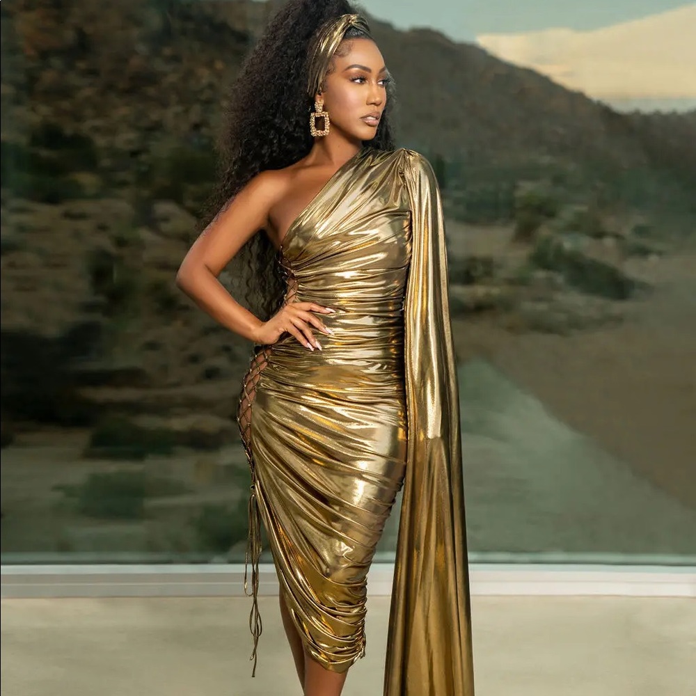 Prom Gold Metallic Dress